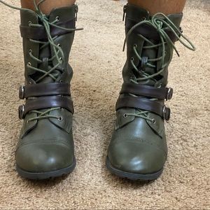 Dark Green Army Green Combat Boots